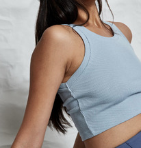 missguided blue rib sleeveless crop top