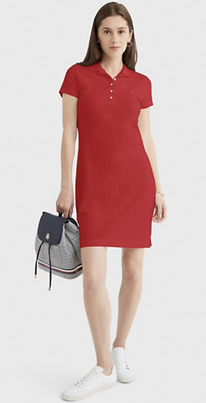 TH SOLID POLO DRESS Primary Red