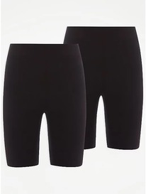 Asda Girls Black Cotton Rich Jersey School Shorts 2 Pack ���