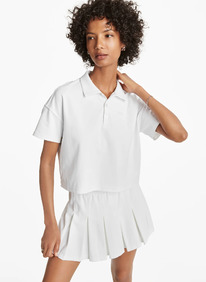 DKNY TECH PIQUE CROPPED POLO WHITE