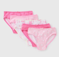 Matalan / 5 Pack Girls Pink Animal Knickers (2-13yrs)