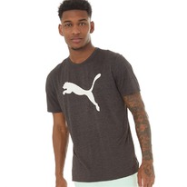 Mandmdirect Puma Mens Train Favourite Heather Cat T-Shirt Black Heather