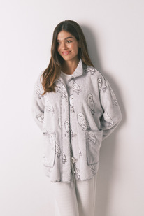 womensecret Womensecret Kurzer Morgenmantel aus grauem Pl&uuml;sch-Fleece 
