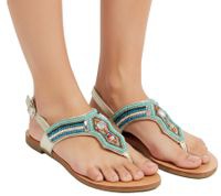 outlet46 verspielte Damen Zehensteg-Sandale im Boho-Style Sommer-Schuhe Zehentre
