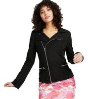 outlet46 asymmetrische Damen Shirt-Jacke im Biker-Style mit Rei&szlig;verschluss 