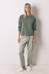 womensecret Langer Pyjama mit gebl&uuml;mter Hose