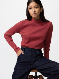 uniqlo Langarmshirt (gerippt, hoher Kragen)