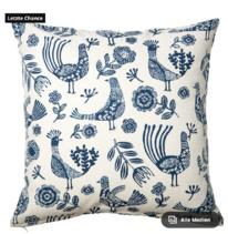 ikea KRUTBRNNARE Kissenbezug, natur blau/Vgel Blumenmuster, 50x50 cm