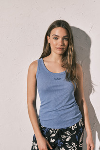womensecret Blaues geripptes Lurex-Tr&auml;gershirt
