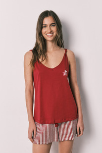 womensecret Kurzer Baumwoll-Pyjama mit Tr&auml;gern Snoopy