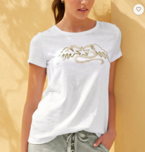 christmann Heine Shirt m. Folien-Druck, ecru