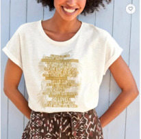 christmann  Heine Shirt m.Lettering-Print und Glitzer, ecru