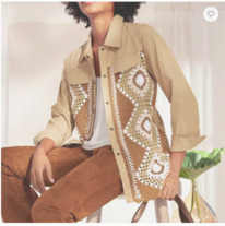 christmann  Linea Tesini Designer-Jacke m.Hkelspitze, camel-gemustert