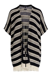 christmann  TOMMY HILFIGER Marken-Leinen-Ponchocardigan, schwarz-wei&szlig;