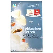 worldofsweets Weiss Gef&uuml;llte Lebkuchen Herzen Erdbeer-Vanille Wei&szlig;e Sc