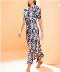 christmann Druckkleid m. Ethno-Print, royalblau-cognac