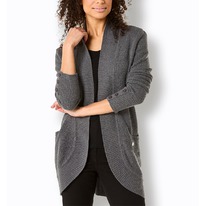 christmann Création L Premium Viskose-Schurwoll-Strickjacke, schwarz-anthra