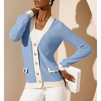 christmann  Création L Cardigan m. Zierperlen-Knopfleiste, eisblau-vanille