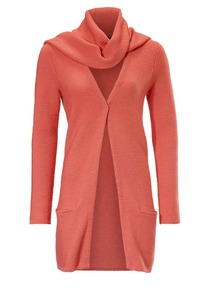 christmann  PATRIZIA DINI Merinowolle-Cardigan m. Schal, koralle