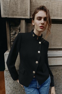 zara doppelreihiger blazer mit posamenten