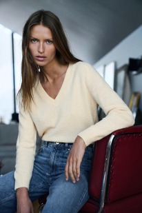 zara WOLLPULLOVER MIT V-AUSSCHNITT