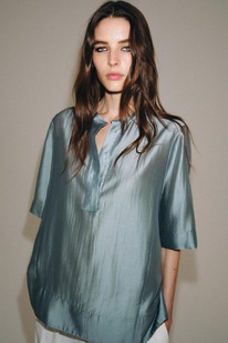 zara FLIESSENDE BLUSE MIT KURZEN RMELN ZW COLLECTION