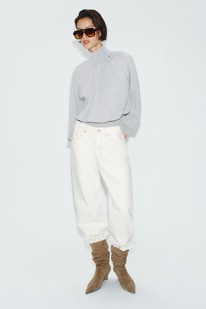 zara FLIE&szlig;ENDE BLUSE IN MATERIALKOMBINATION